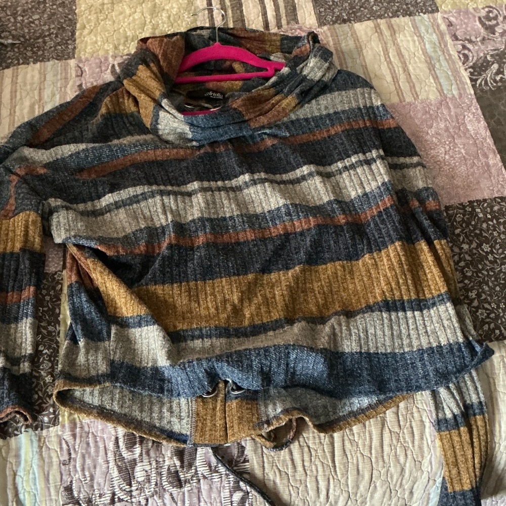 Ariella Multicolor Striped Cowl Neck Sweater